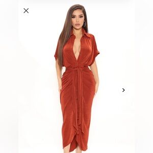 Fashion Nova Rust Midi Dress